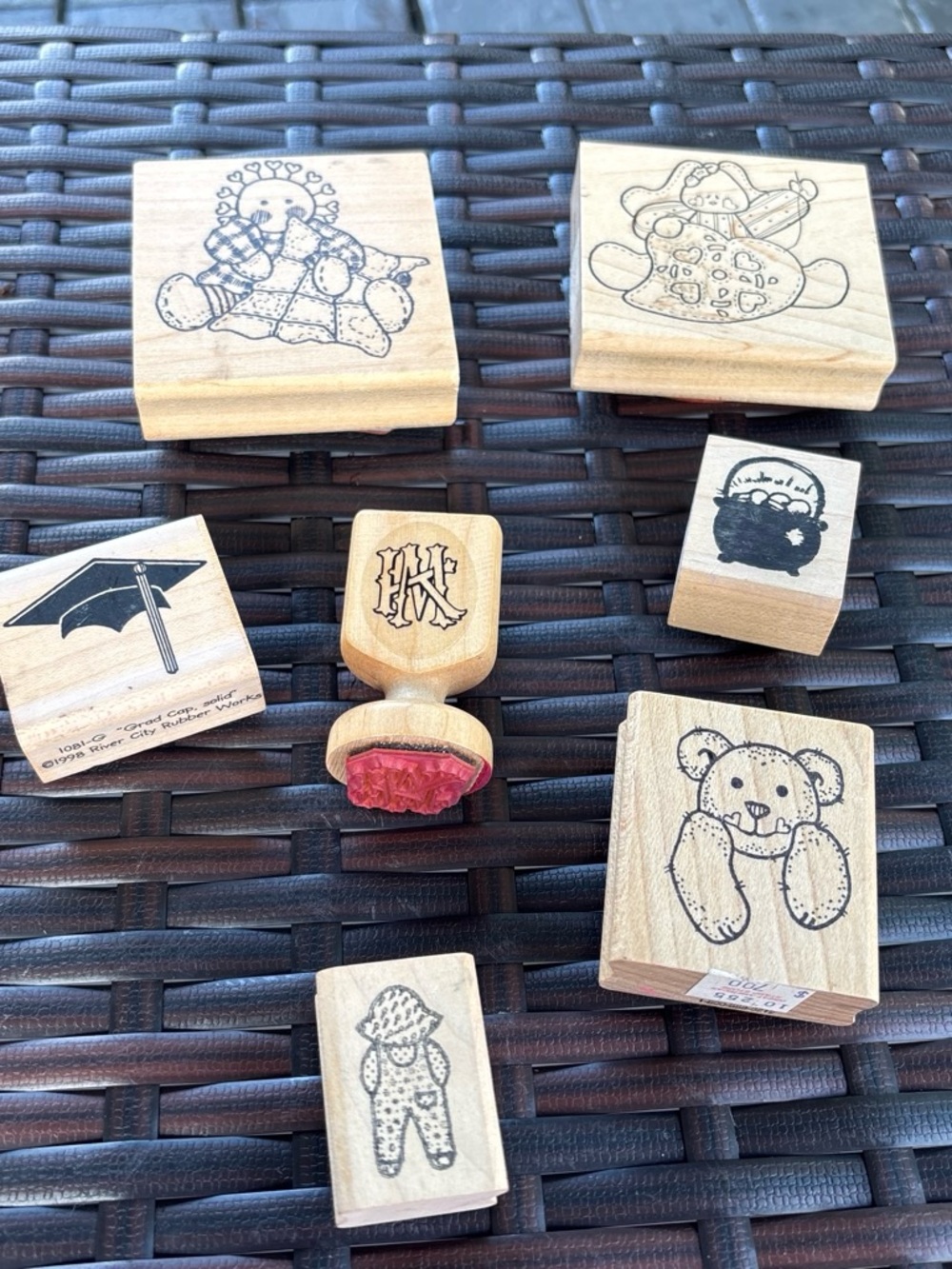 Assorted Wood Kids Rubber Stamps - Neutral Natural